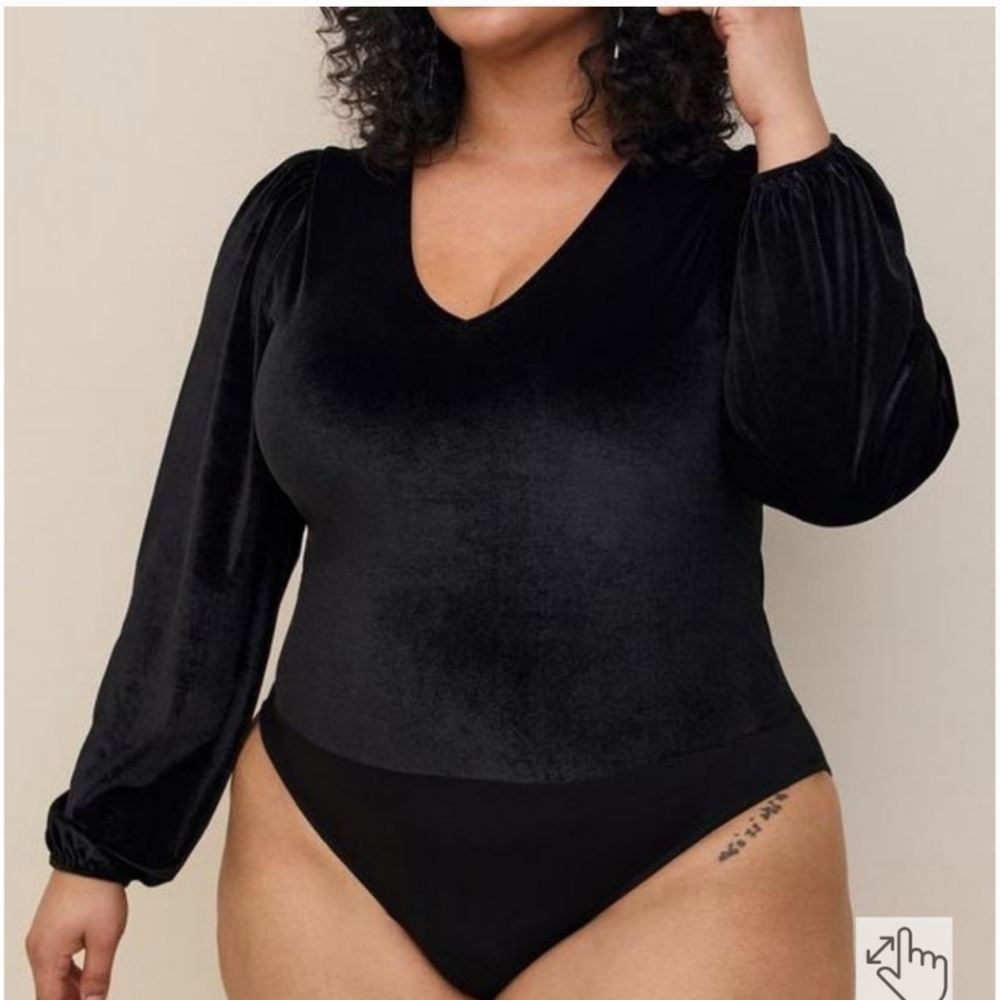 Torrid V Neck Velvet Long Sleeve Bodysuit - Picture 1 of 13
